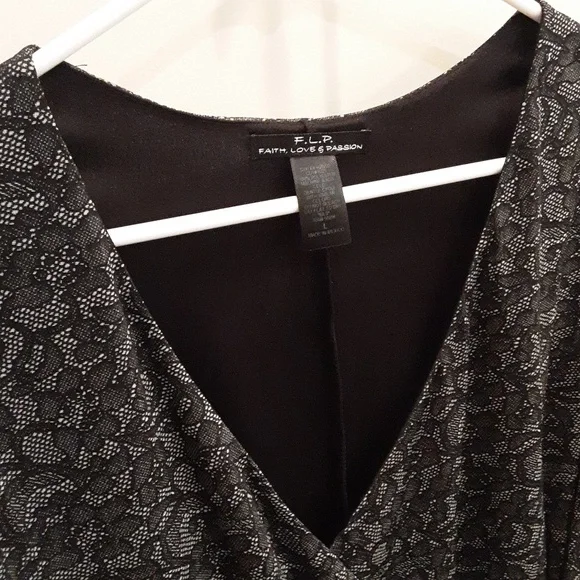 F. L. P. Black and Silver Sheath Midi Dress - Picture 5 of 7